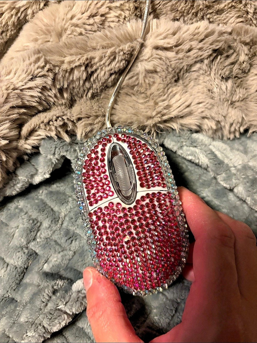Rhinestone Wired USB Mouse in Pink